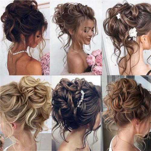 Chignon élastique blond clair en postiche cheveux ondulés messbuns