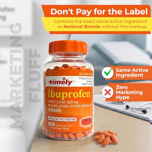 Image of TIME-Cap Labs Ibuprofen 200mg Pain Reliever & Fever Reducer, 225 Caplets | Temporarily Relieves Minor Aches & Pains due to Headache, Toothache, Backache, Muscular Aches & Menstrual Cramps | For Adults