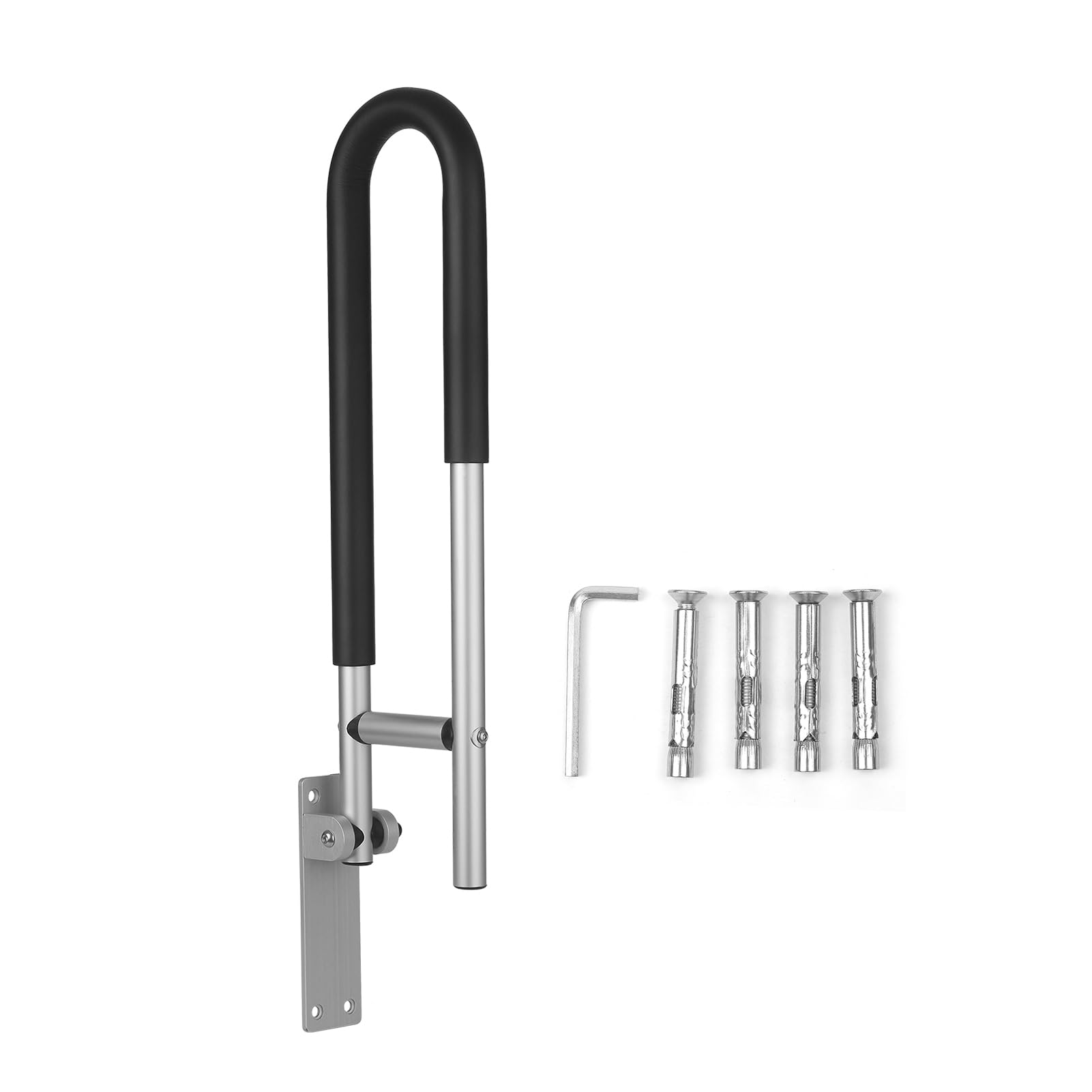 Marhynchus Barra de Agarre para Baño Barra de Seguridad Abatible de Aleación de Aluminio 60 X 6 X 20 Cm con Diseño Plegable de 90 Grados Soporte Antideslizante para Personas Mayores con Discapacidad