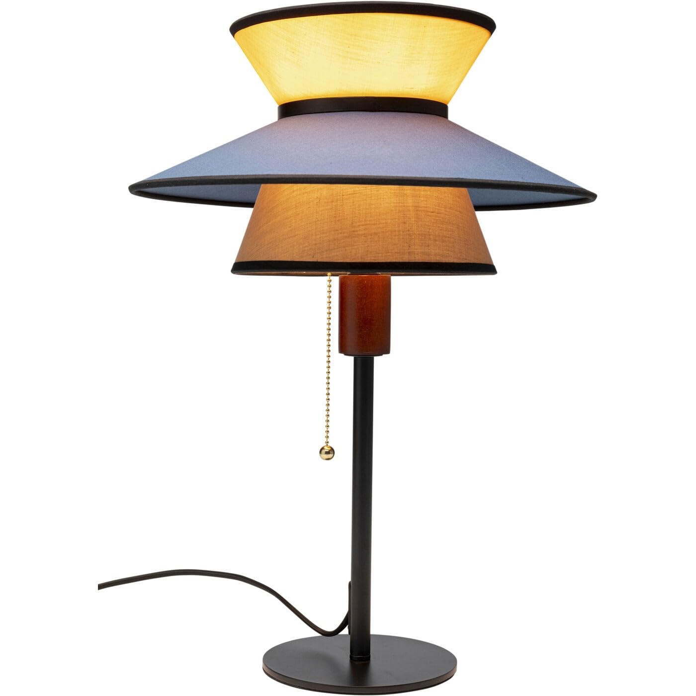 Kare Design Tischlampe Riva Blau/Gelb, Tischleuchte, Stahlgestell, Desk Lamp, Baumwoll Schirm, kein Leuchtmittel inklusive, Lampe für Wohnzimmer, Schreibtischlampe, Schlafzimmer, 49x35x35 cm (H/B/T)