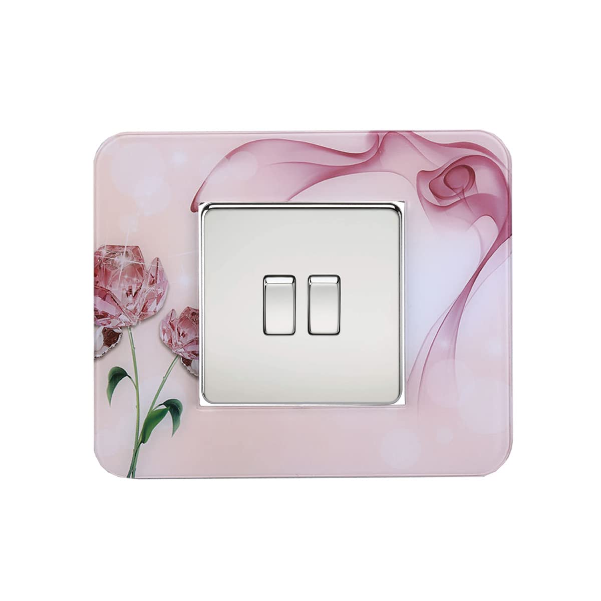 3 Pack Acrylic Light Switch Surround, Light Socket Surround, Red Diamond Flower Light Switch Sticker Finger Plate