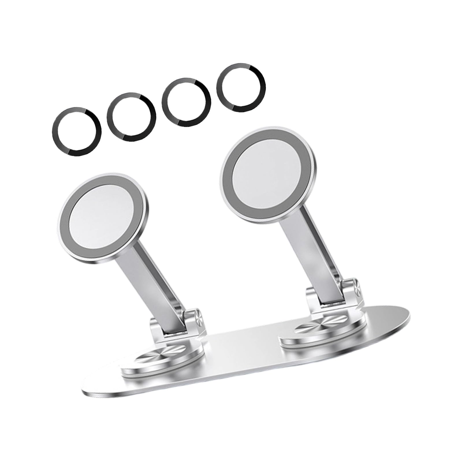 Soporte magnético portátil de doble posición para teléfonos de 4 a 7 pulgadas con rotación de 360 ​​grados Diseño plegable en ángulo ajustable Pies antideslizantes Construcción de aluminio Soporte