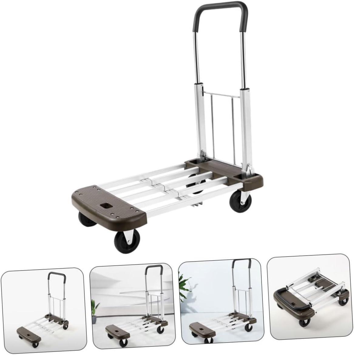 Folding Flatbed Cart Portable Mute Trolley for Silent Transport 4-Wheel Heavy Duty Utility Cart for Moving Luggage