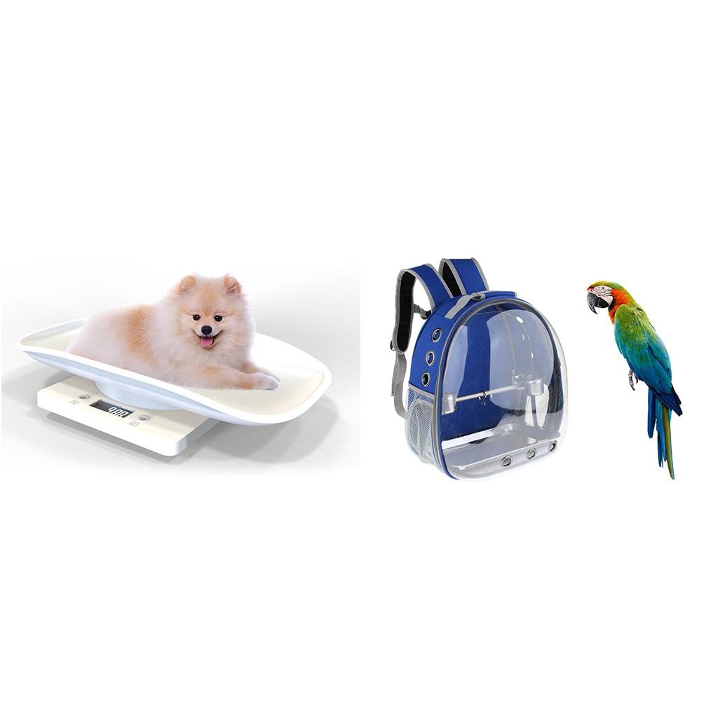 Báscula digital multifunción para mascotas con transportador de pájaros de viaje para animales pequeños