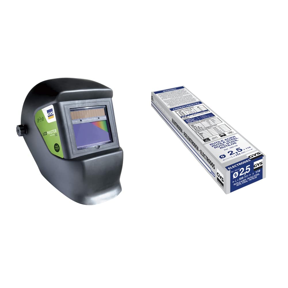 GYS - Masque de Soudage LCD MASTER 11 - Teinte 11 Noir & ELECTRODES Rutiles ø2.5 E6013 - ETUI de 110 - CONSOMMABLE Soudure MMA - Toutes positions - A L'electrode - Amorcage Des 40V