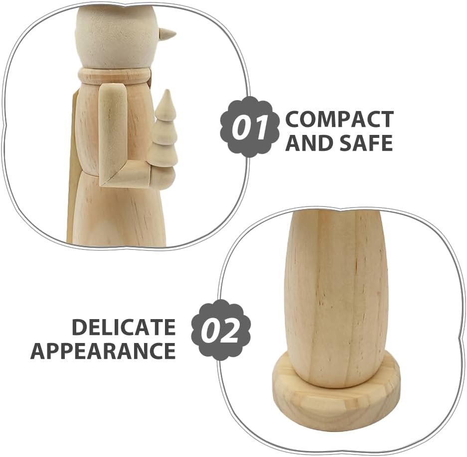 Cabilock DIY Blank Nutcracker Figures, Unfinished Wood Nutcracker Xmas Ornament, Wooden Unpainted Walnut Soldier Figure Christmas Decoration for Holiday Party Arts Project Craft