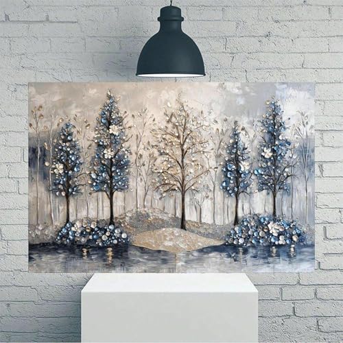 Toile forêt haut de gamme 80x110 cm grand format encadré pour séjour