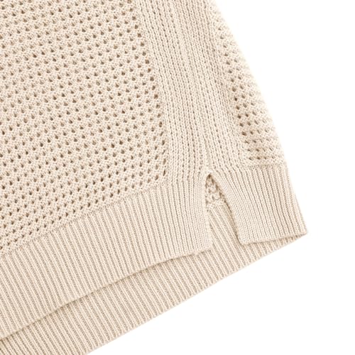 Image of Womens Knit Sweater Vest Summer Tank Tops Round Neck Crochet Hollow Out Sleeveless Crop Top