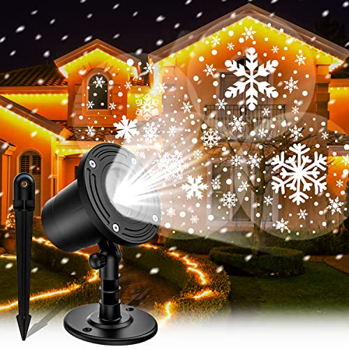 Christmas Projector Lights Outdoor - Holiday Snowflake Lights Decorations, IP65 Waterproof Snowfall Projector Lights for Xmas Outdoor Wedding Party