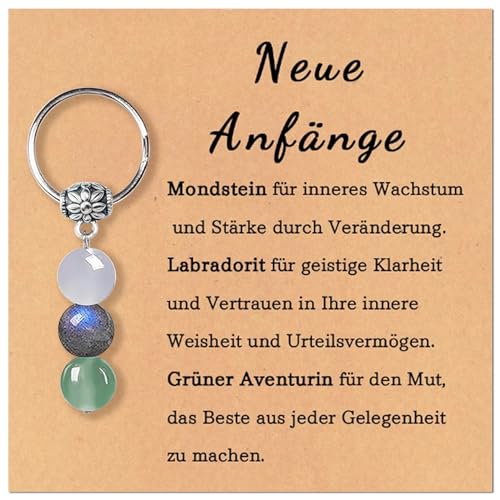 Wonninek 5cm Schlüsselanhänger aus natürlichen Kristallen als Geschenk für einen Neuanfang Natürliche Kristall Schlüsselanhänger Mit heilenden Steinen Jobwechsel Ruhestand Neuer Job Umzug
