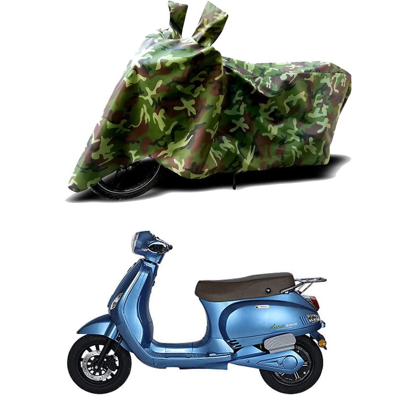 Image of 100% Water Resistant Full Bike Scooty Two Wheeler Body Cover Compatible for Benling Aura /UV-Rays /Heat Protection /Birds Dropping /Scratchproof /Dust Proof /Waterproof /All Varients[Green MJ]