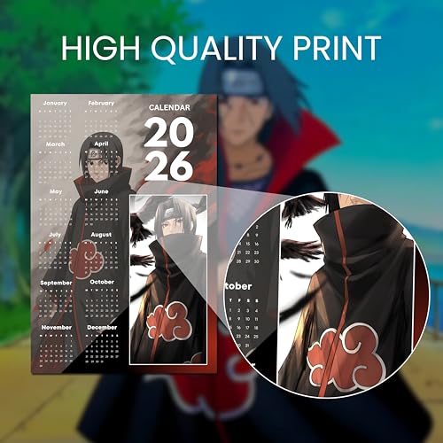 Image of 2026 Anime Calendar - Itachi Uchiha from Naruto | 12 inch x 18 inch size | Wall Decoration Aesthetic Calendars