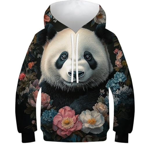 Sweat panda en fleurs pour enfant de 13-15 ans pull décontracté