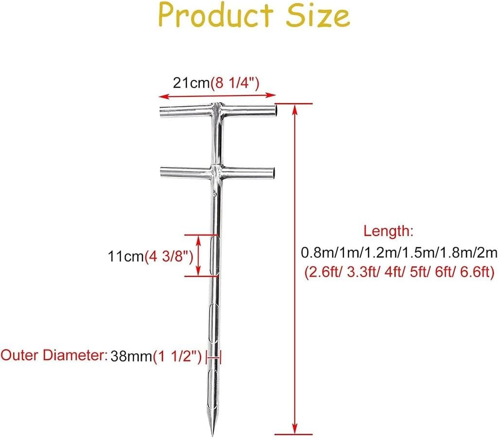 Double Layers Grain Probe Sampler, 3 Slots Metal Sampling Tube for Rice Corn Wheat Soybeans, Rotary Handle Solid Granule Sampling Thief(L-2m(6.6ft),Dia-19mm(3/4"))