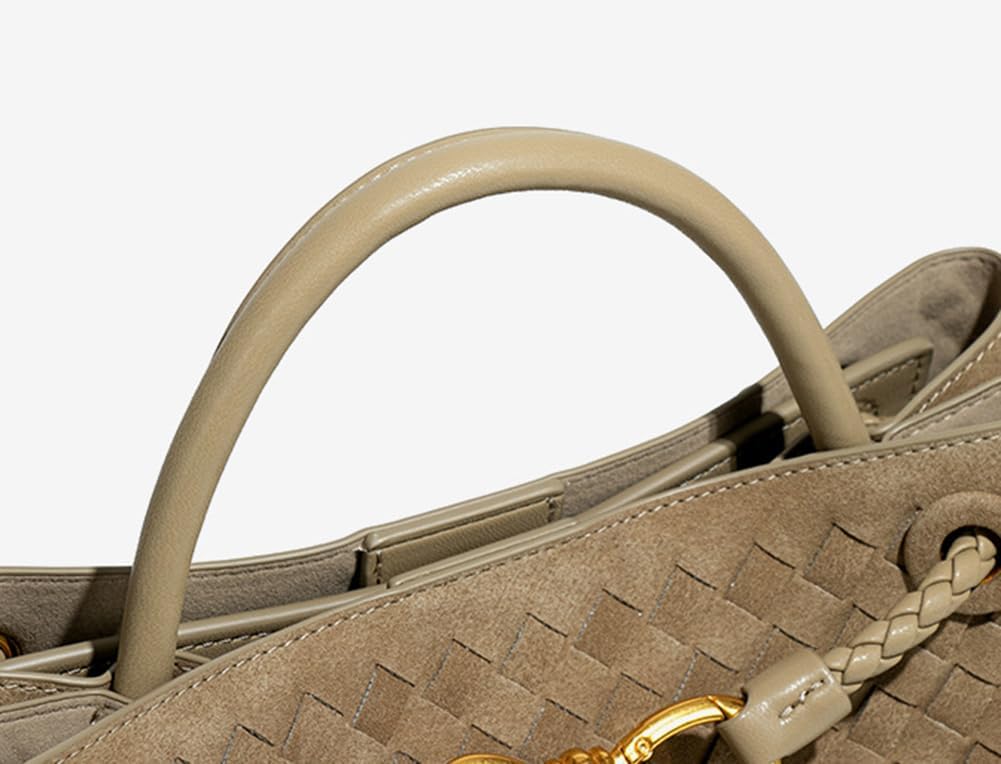 Suede Woven Tote Bag for Women Retro Woven Bag Handbag Bow Shoulder Satchel Suede Crossbody Purse Top Handle Tote Handbags - Image 5