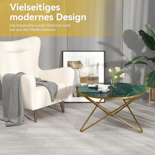 Table Basse Ronde 80cm Verre Marbré, HOLTICO