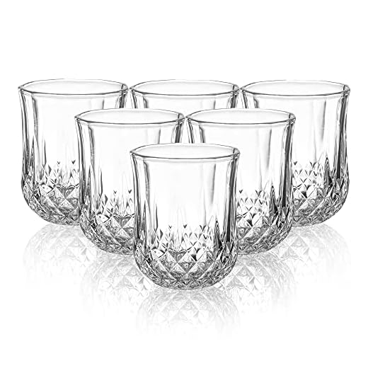 Vasos de Agua Textura Juego de 6-210 ml Vasos de Whisky -Copas de Vidrio con Relieve para Latte, Espresso, Té, Leche, Jugo, Cóctel