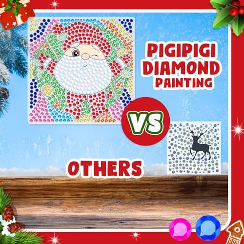 pigipigi Christmas Art Craft for Kids - Diamond Painting Kit for Girls Ages 6 7 8 12 Window Gem Art Creative Toys for 7 Year Old Boy Christmas Holiday Gift Idea 4 514EmK8thPL. AC