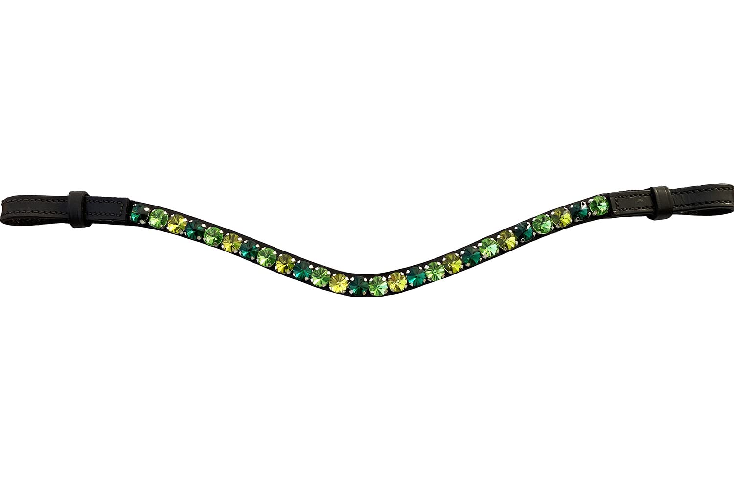 Stirnriemen Pferd - Stirnriemen Pferd Glitzer für Warmblut, Vollblut und Pony - Trensen Stirnband - Pferde Stirnband -Grün (Vollblut/Cob, Dunkelbraunes Leder)