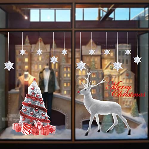 Noël Autocollants Fenetre, Décoration de Noël Renne Flocons De Neige Père Noël Fenêtres Stickers Amovibles Statique PVC Autocollants DéCalcomanie Pour Noël Maison Magasin De Détail Décoration Cover