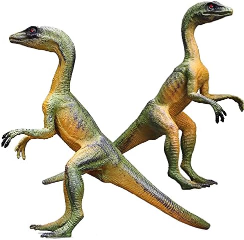 Higherbros Cute Dinosaur Toys 2PCS Jurassic Compsognathus Dino Toys for Kids Dinosaur Action Figures Dinosaur Figurine Great for Cake Topper and Birthday Gift for Teddler