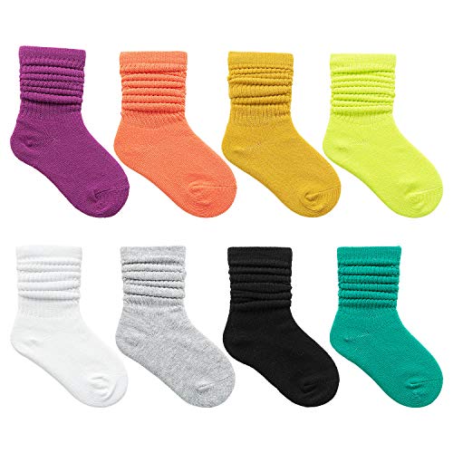 Mini Panda Socks for Girls Colorful Cute Long Socks Little Girls no Show Socks 8 Pairs (5-8 years)