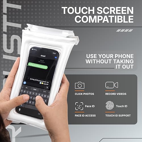 Image of Robustt Floating Waterproof Mobile Pouch with Neck Lanyard | Air Cushion Float Protection & Touch Screen Compatible | Fits Smartphones Upto 7 Inch |Triple Seal Waterproof Cover for Beach, Rain, Pool