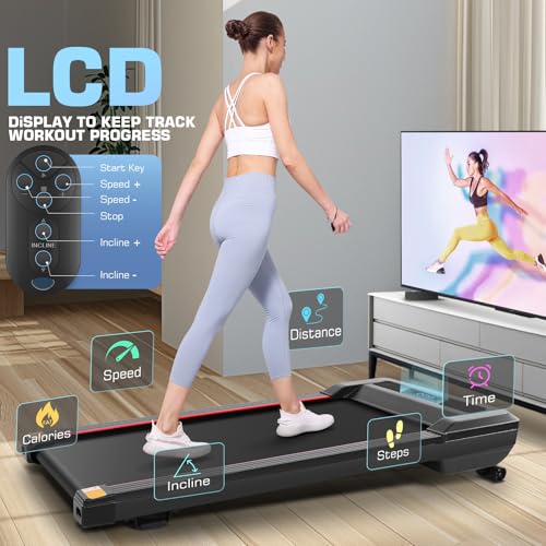 Image of ANCHEER Treadmill with 12% /15% Incline, Folding Walking Pad with Handle Bar, 320-450lb Capacity Under Desk Foldable 3.5HP Treadmills for Home /Office /Gym,Installation-Free