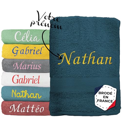 KDO MAGIC - Serviette personnalisée - 100% Coton, épaisse et Douce - Prénom brodé - Drap de Bain, Douche éponge Personnalisable - Cadeau noël,...