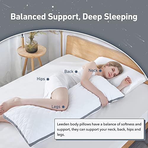 Leeden Body Pillow Premium White Firm Fluffy Long Pillow - 21 X 54 Soft Plush Full Body Pillows - Adjustable Side Pillow For Sleeping #TOP1