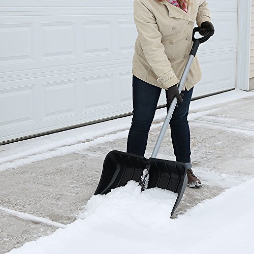 CASL Brands Aluminum Snow Shovel with D-Grip Handle and Heavy-Duty Metal Wear Strip - Adjustable Powder-Coated Steel Handle with Plastic Grip - 22-Inch Blade - Black - Thumbnail 5