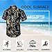 HISDERN Mens Button Down Hawaiian Shirts Black Summer Casual Tropical Floral Aloha Shirt Short Sleeve Vacation Palm Leaf Hawaii Beach Dress Shirt