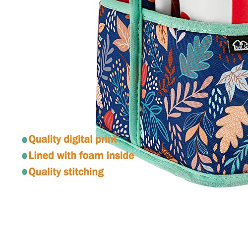 Drink Carrier Reusable Coffee Cup Carrier Bag Water Beer Bottle Holder Bag In Car Padded Beverage Holder Bag With Adjustable Dividers Fits 16-24Oz Coffee Cups Take Out (Green Geometric) #TOP1