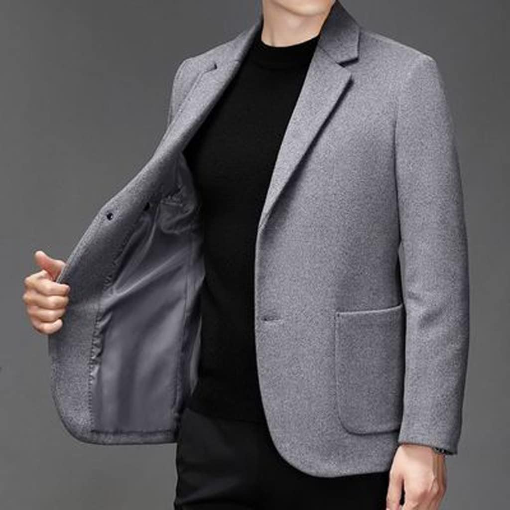 Autumn and Winter Suit Middle-aged Men's Collar Tweed Jacket