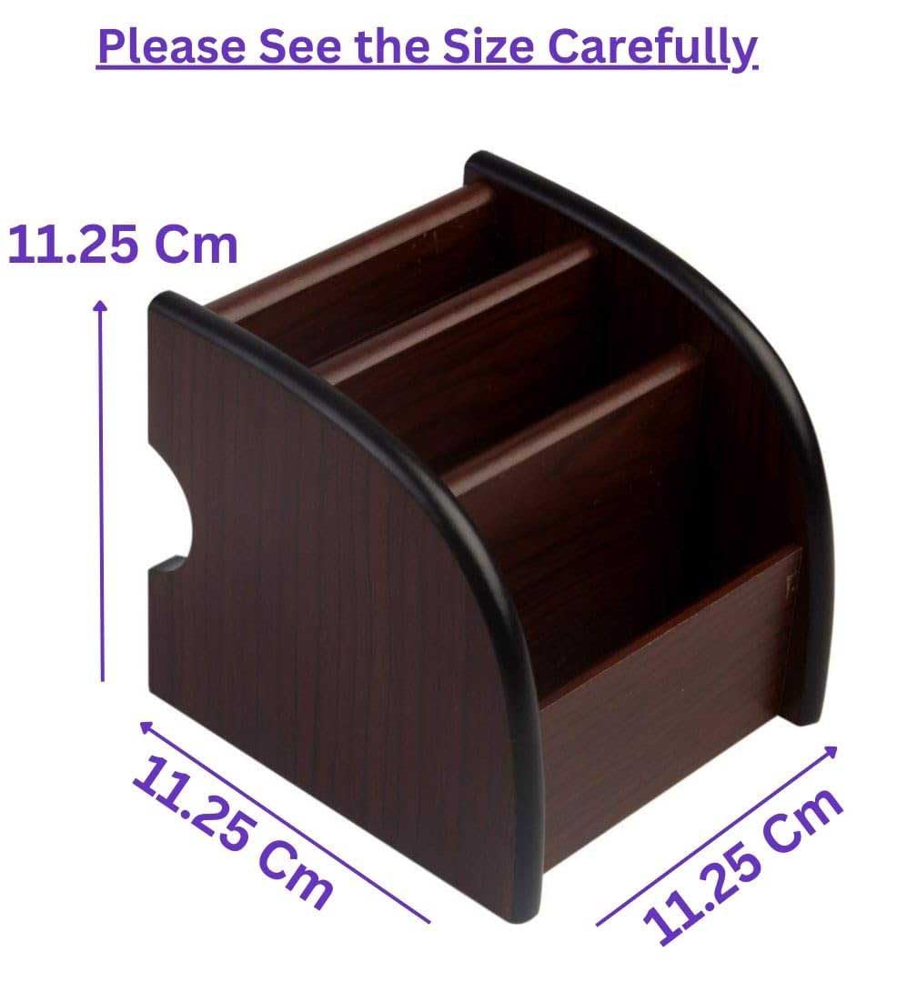 Samyuktha Organizer da scrivania in legno, organizer da scrivania a 3 scomparti, accessori da tavolo per ufficio, fermacarta/portapenne, supporto per tavolo da ufficio elegante (legno), marrone