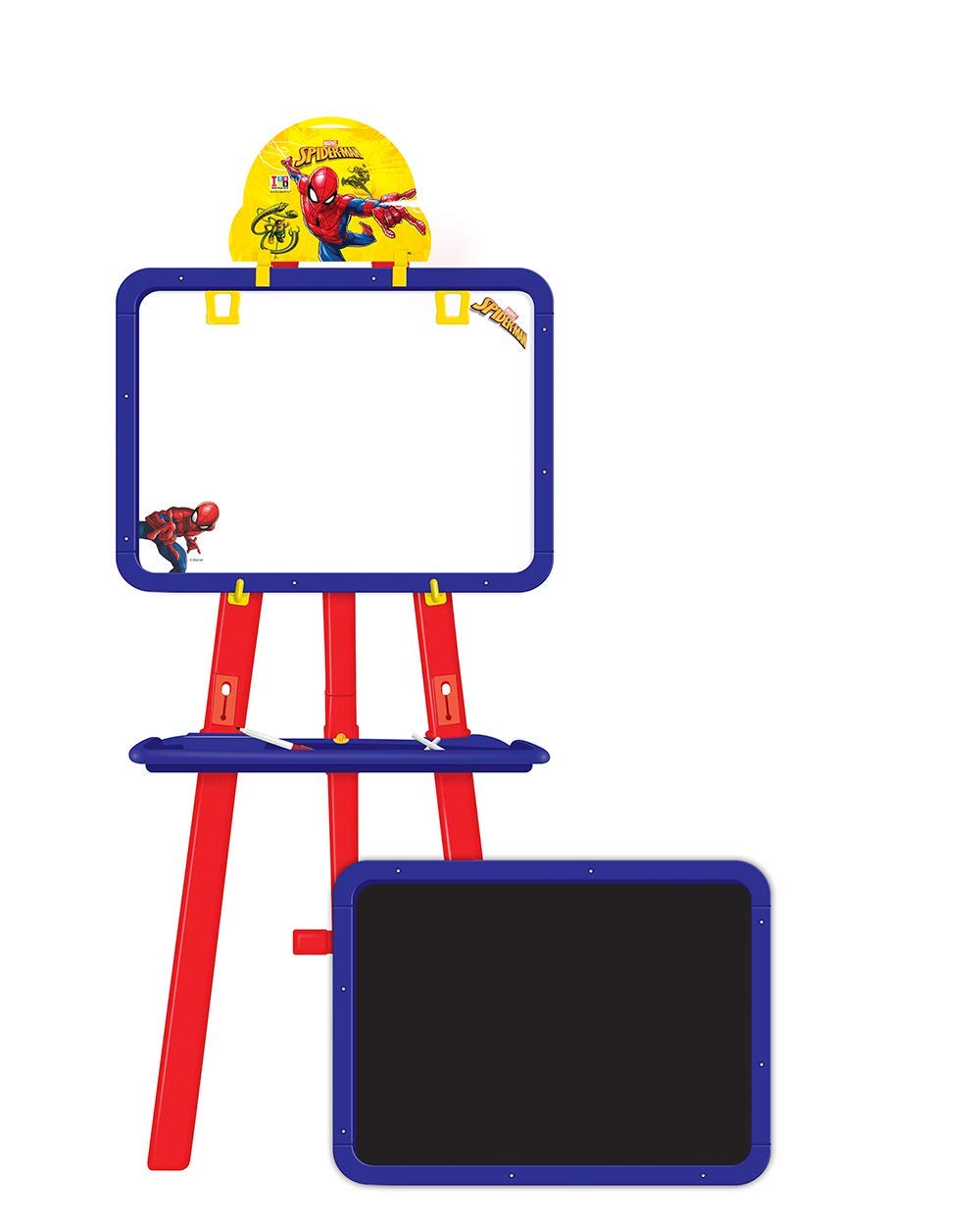 Kidivo Plastic Adjustable Height Magnetic 8 in 1 Double Sided Easel Board for Kids( Spiderman, Multicolor) 3