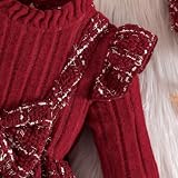 Sukienka beret małe dzieci dziewczynki tweed wzór kokardka tiulowe obszycie, czerwony (Weinrot), 18-24 miesięcy