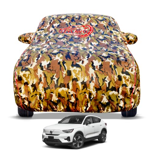 Image of Premium Car Cover for Volvo EC40 2026 Model | Waterproof, UV & Dust Protection | Mirror & Antenna Pocket | Triple Stitched, Soft Inner Lining, Belt & Buckle (Jungle Print)