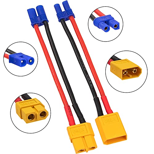 Adaptador EC3 a XT60 con cable flexible para evitar la pérdida de energía en drones FPV 5