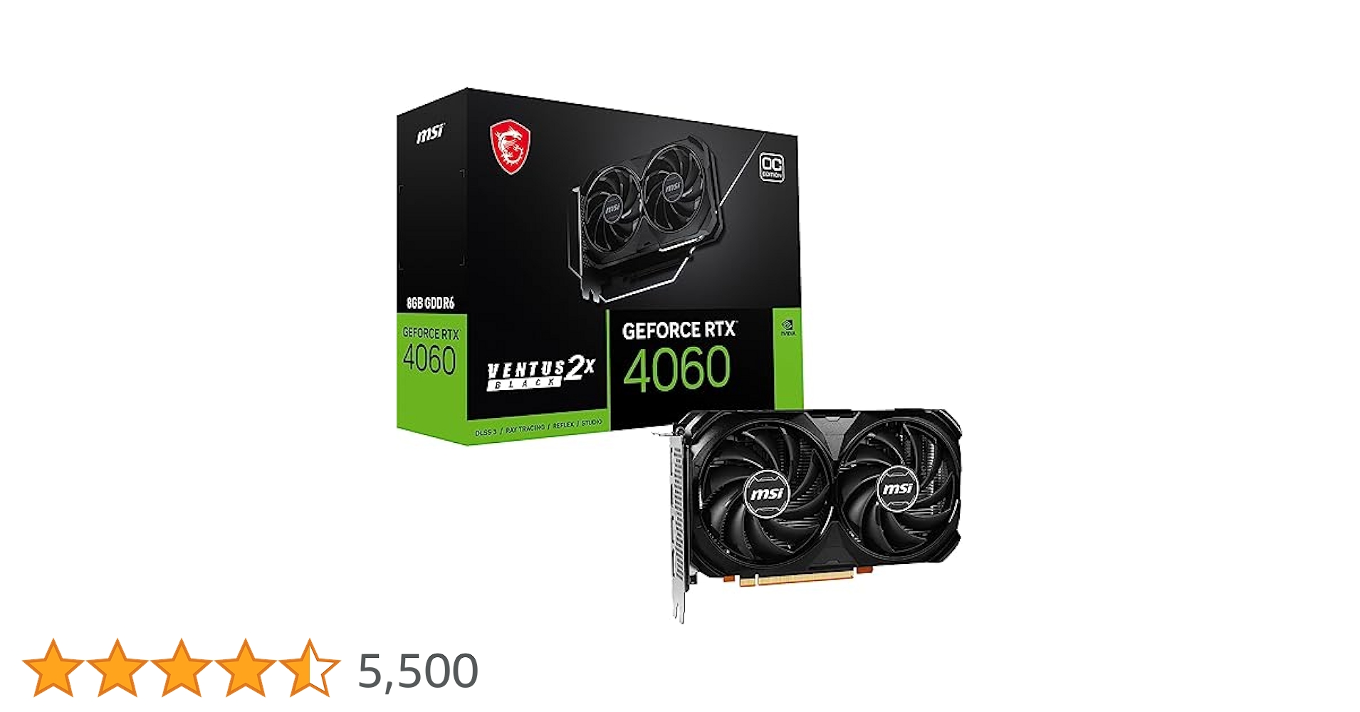 Amazon | MSI GeForce RTX 4060 VENTUS 2X BLACK 8G OC