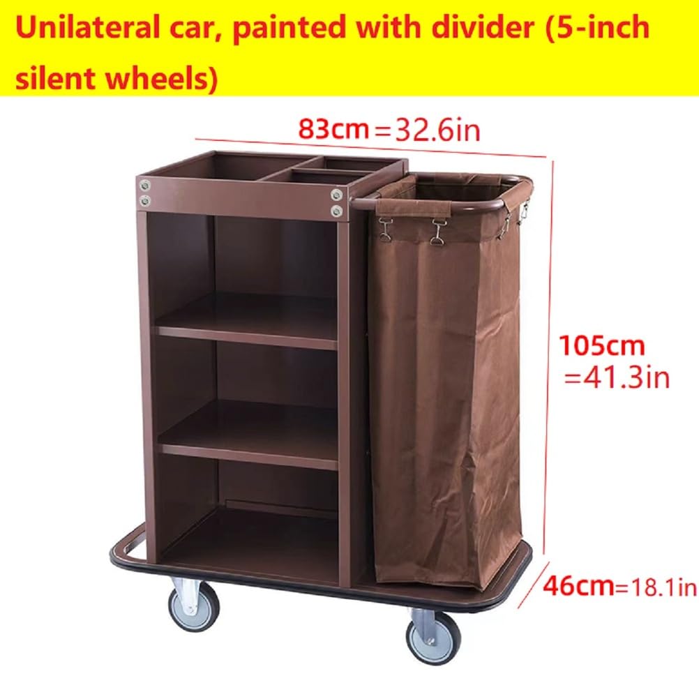 Carrello Multiuso per Pulizia, Carrello Compatto per Servizio, Carrello per Pulizie Hotel con Borse in Tela Rimovibili e Ruote con Blocco per Pulizia di Hotel e Appartamenti,A Style