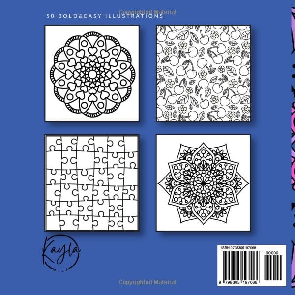 Image of Mandalas and Patterns: A Bold and Easy Coloring Book with 50 Simple Illustrations for Stress Relief, Relaxation, and Fun for Adults, Teens, Kids, Men, and Women