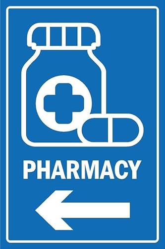 Pharmacy, arrow pointing left, informational sign - 1mm flexible Plastic sign (400mm x 300mm)
