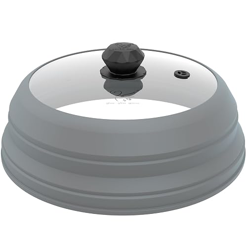 Microwave Splatter Cover Vented Glass Splatter Guard Lid with Collapsible