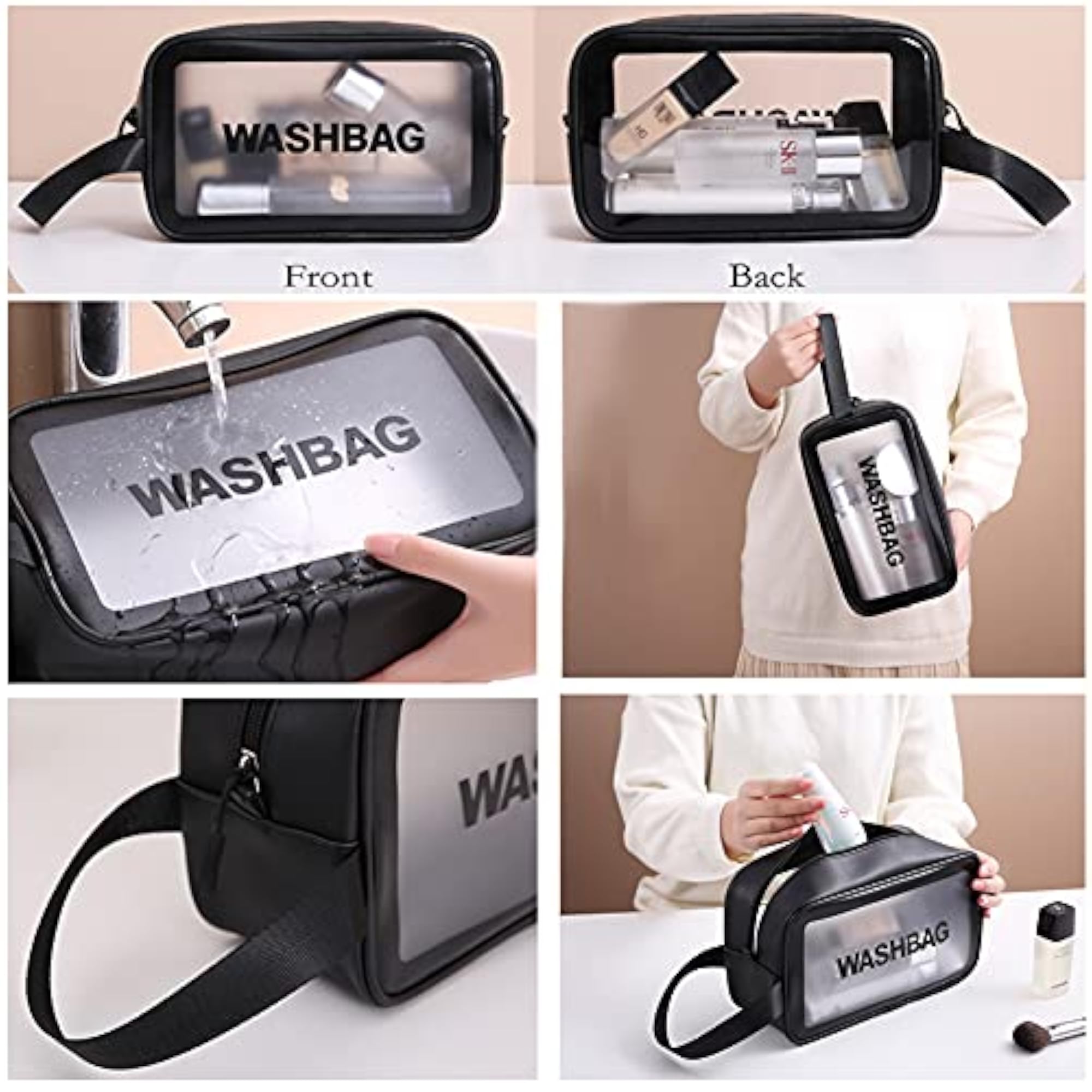 3Pieces Clear Makeup Bag Set, Puffer Makeup Bags
