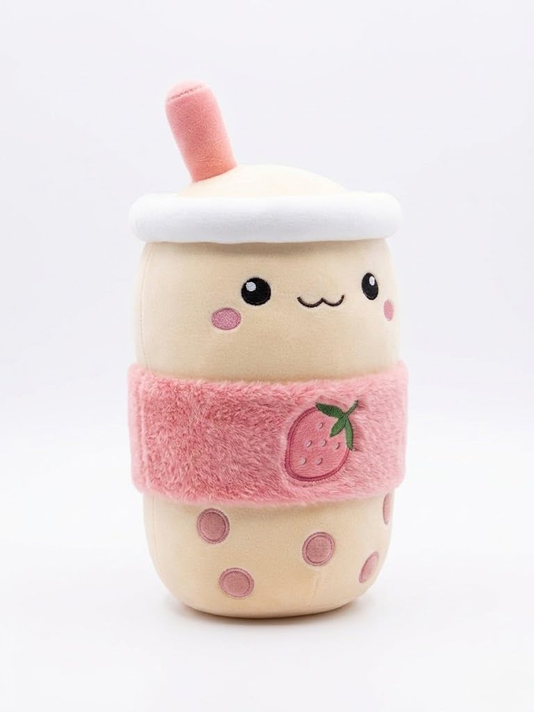 Strawberry Boba Tea Soft Toy Plush, 35 cm | Velour Fabric, Hypoallergenic-picture-12
