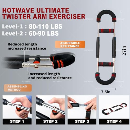 Image of HOTWAVE Twister Arm Trainer,Chest Workout Equipment,Portable Home Equipment | Adjustable Chest Trainer for Upper Body. Forearm, Triceps & Chest Workout. Self-Use or Gift. For Men & Women.