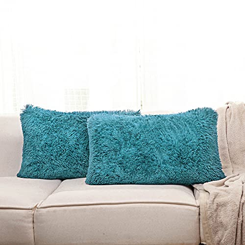 Image of Lumbar Faux Fur Throw Pillow Covers for Couch Decorative Pillows 12x20