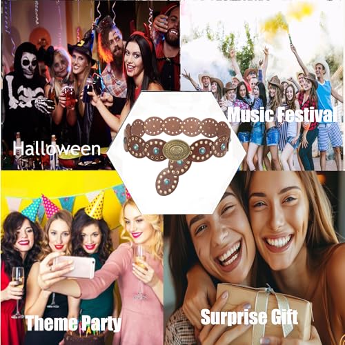 Western-Disc-Belt for Women Concho Cowgirl Cowboy Belts Waist Boho Disk Belt for Dress 7