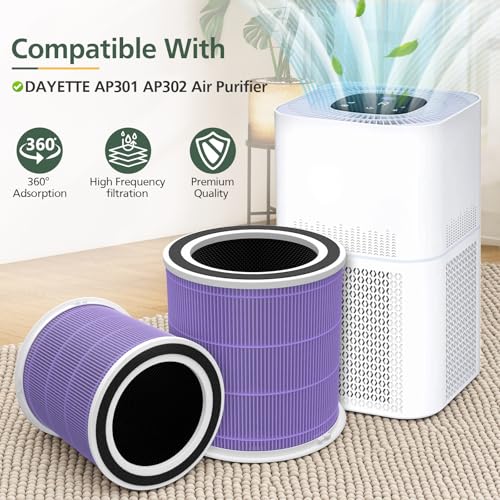 Image of AP301 AP302 HEPA filter Replacement, ONLY for Dayette AP301 AP302 Air Purifier, HEPA and More Carbon Particles, Pets Odors filter